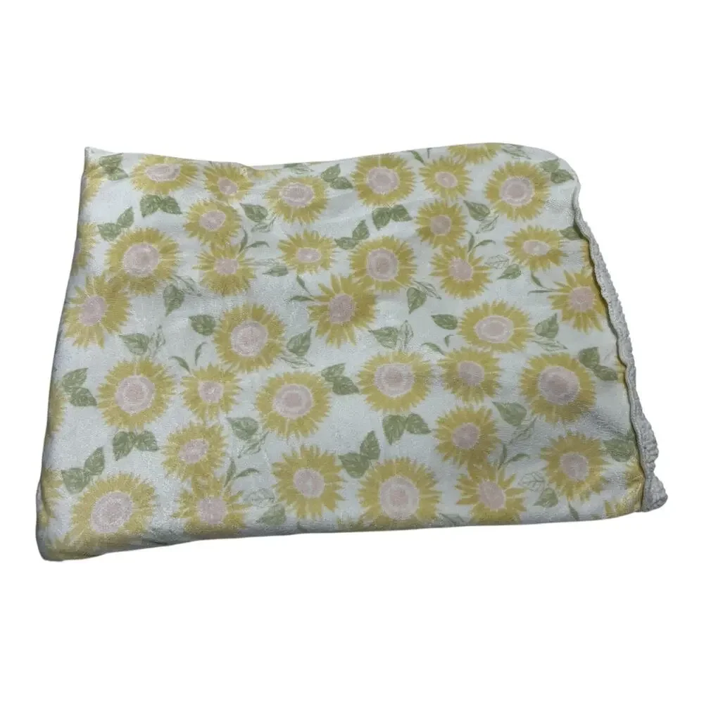 Chick Pea Yellow Floral Sunflower Baby Blanket Sherpa